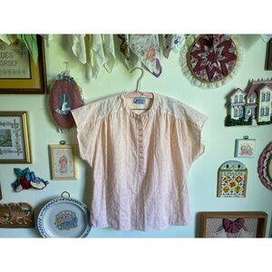 80's/90's vintage David Peet peach cottagecore coquette eyelet short sleeve top